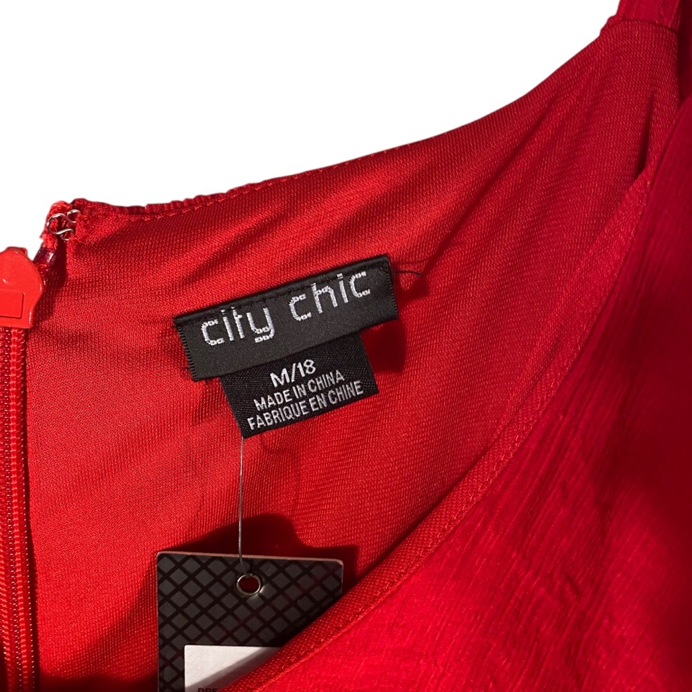 City Chic Romance Tie Red Off-Shoulder Dress NWT - Picture 6 of 12